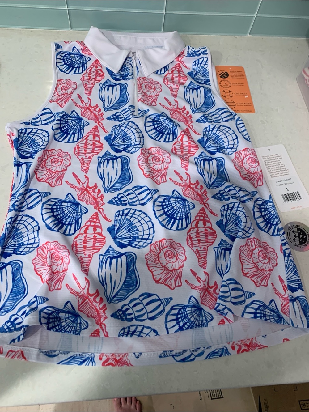 Gottex Golf Tennis Shell Motif Wick Polo retail $75 tags not attached